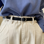 极简风小皮带无孔方便简约百搭软软腰带学生纯色黑色ins裤 带女士