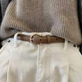 韩国东大门新款 带学生女士 小皮带简约百搭细腰带黑色高级感装 饰裤