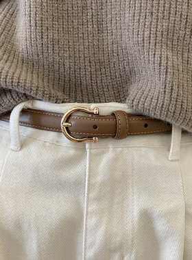 韩国东大门新款小皮带简约百搭细腰带黑色高级感装饰裤带学生女士