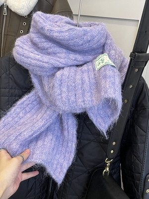 秋冬季韩版男女含羊毛围巾围脖