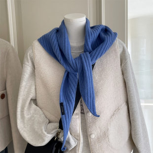 慵懒随性显白秋冬季针织披肩黄色围巾三角巾裤子装饰屁帘女士围脖