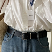 黑色百搭简单日常款 皮带学生女士银扣牛仔裤 装 韩系小腰带 饰裤 带