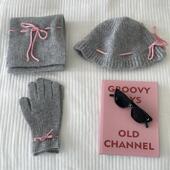 蝴蝶结套装 甜度超标秋冬季 保暖围巾手套帽子可爱生日礼物学生