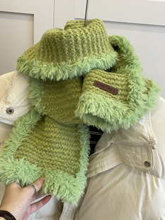 暖呼呼软糯毛绒边加厚保暖围巾多巴胺彩色围脖学生冬季韩国新款女