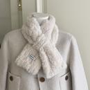 巨保暖高级感毛毛领交叉围脖女士加厚仿貂毛围巾保暖仿皮草奶白色
