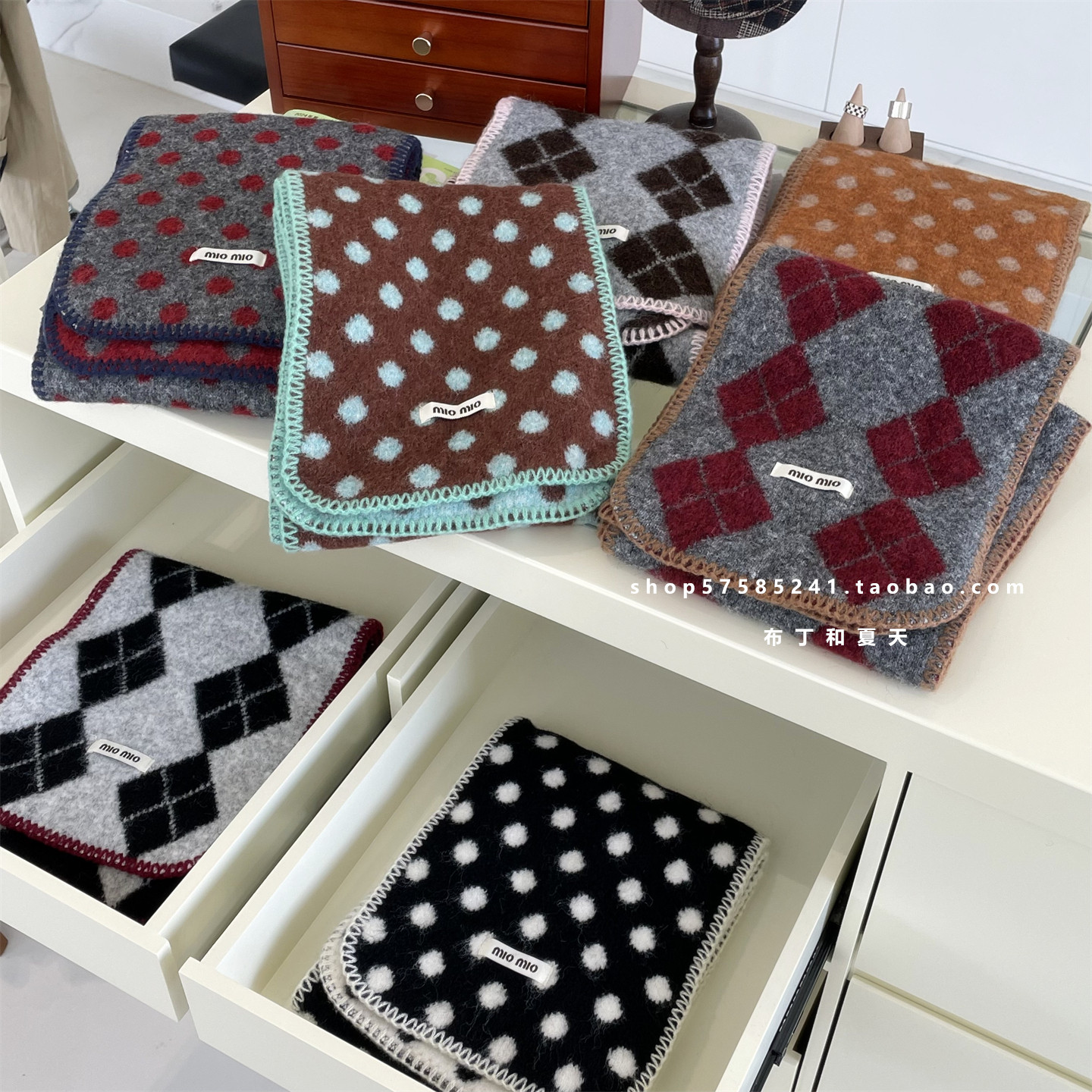 学院风菱形格波点围巾含羊毛围脖仿羊绒锁边撞色秋冬季保暖披肩女,服饰配件/皮带/帽子/围巾,围巾/丝巾/披肩,淘宝优惠券,粉丝福利购,淘宝优惠卷