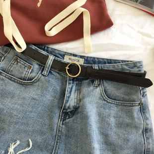 饰带 装 韩国新款 铜扣做旧圆扣圈圈圆环皮带头复古文艺腰带女牛仔裤