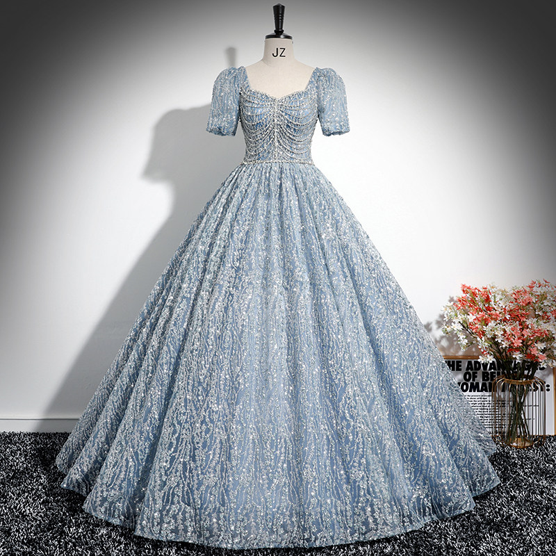 晚礼服女学生声乐艺考美声独唱演出服高级感年会主持人表演蓬蓬裙