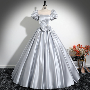 晚礼服女独唱演出服声乐唱歌艺考缎面年会主持人成人礼大气蓬蓬裙