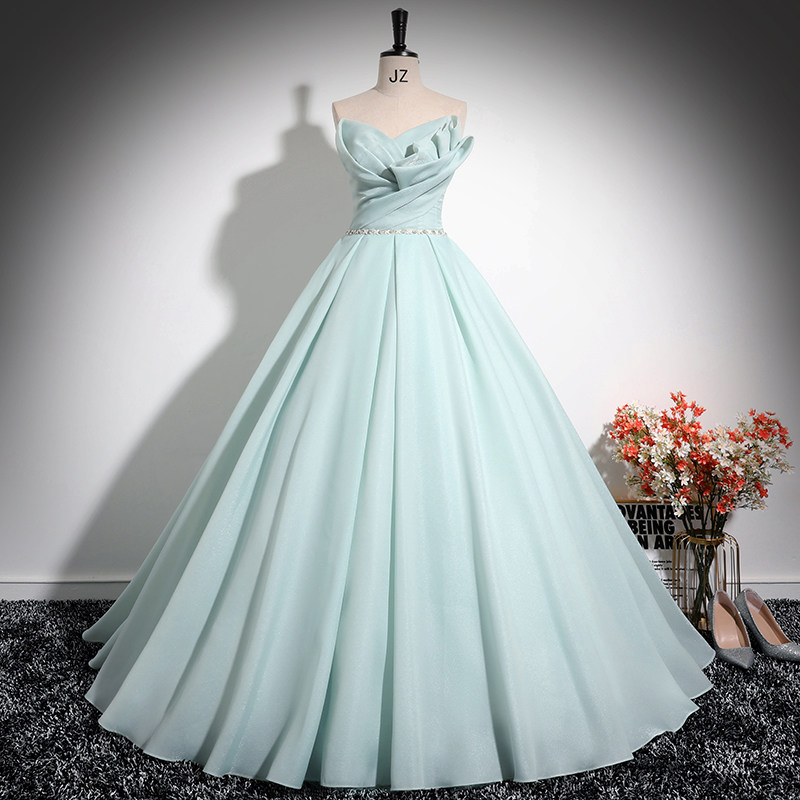 抹胸晚礼服女声乐艺考美声独唱演出服成人礼年会主持人钢琴蓬蓬裙