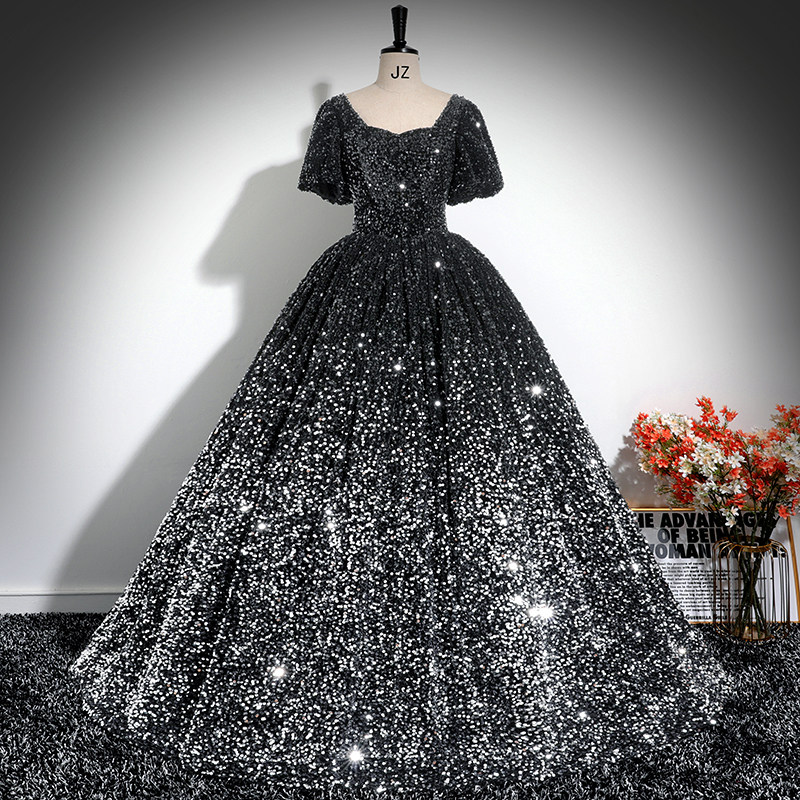 亮片晚礼服学生声乐艺考美声独唱演出服轻奢年会主持人表演蓬蓬裙