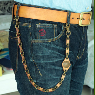 牛皮新款挂钩唐草腰扣牛仔风格裤钱包财布复古养牛机车裤链防盗链
