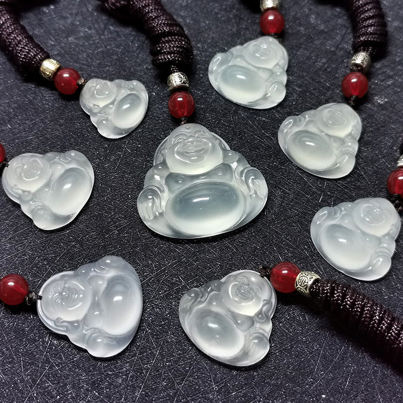 高冰纯天然岫玉大肚佛弥勒如来女士宝宝佛小财主男士观音吊坠挂件
