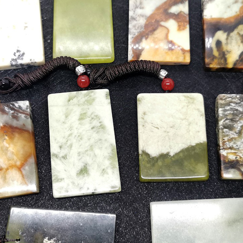 一组天然岫玉花玉大自然纹平安无事牌男女玉佩吊坠民族风情侣把玩