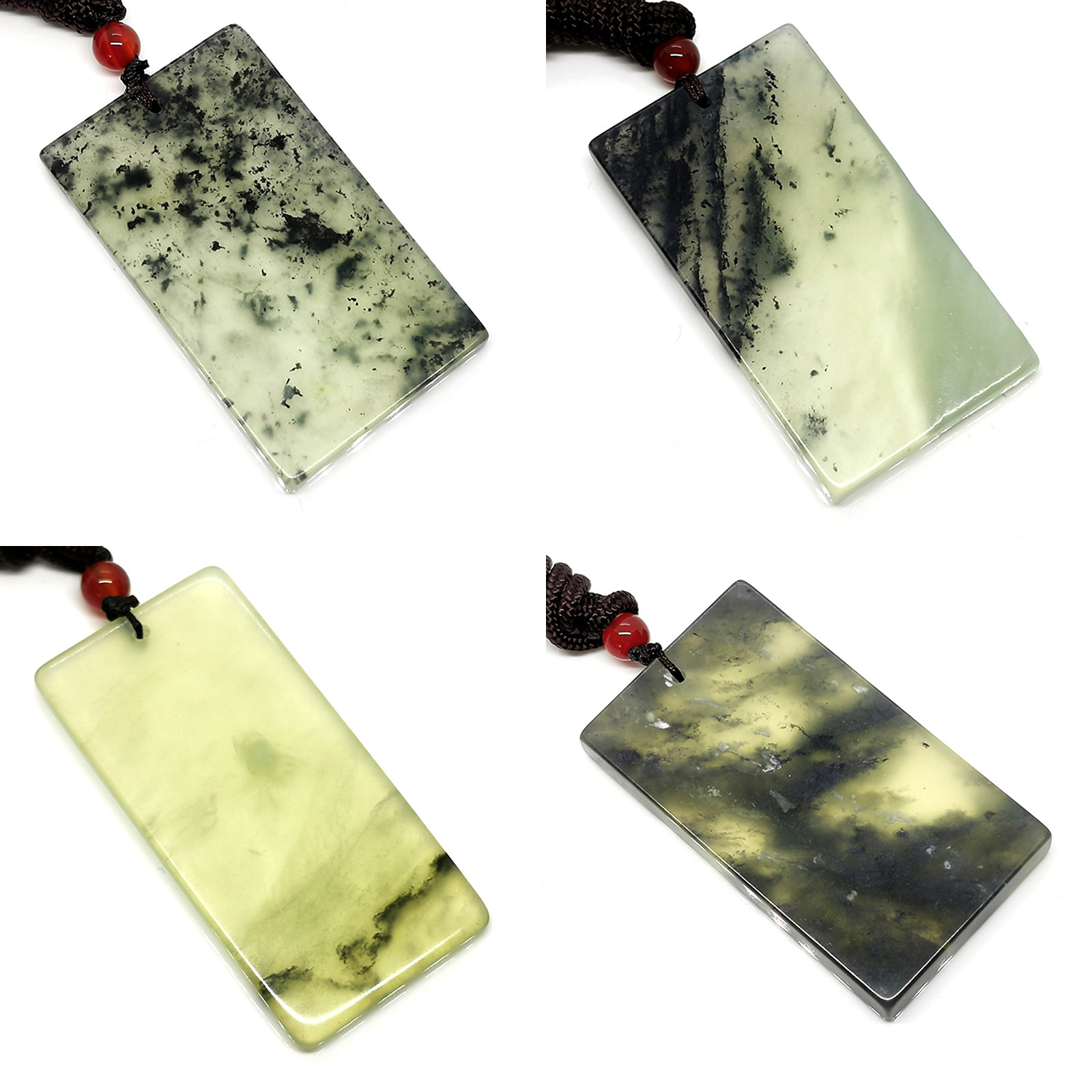 天然岫玉水墨平安无事牌挂件非琉璃玉石毛衣链铁质对人体身体有益