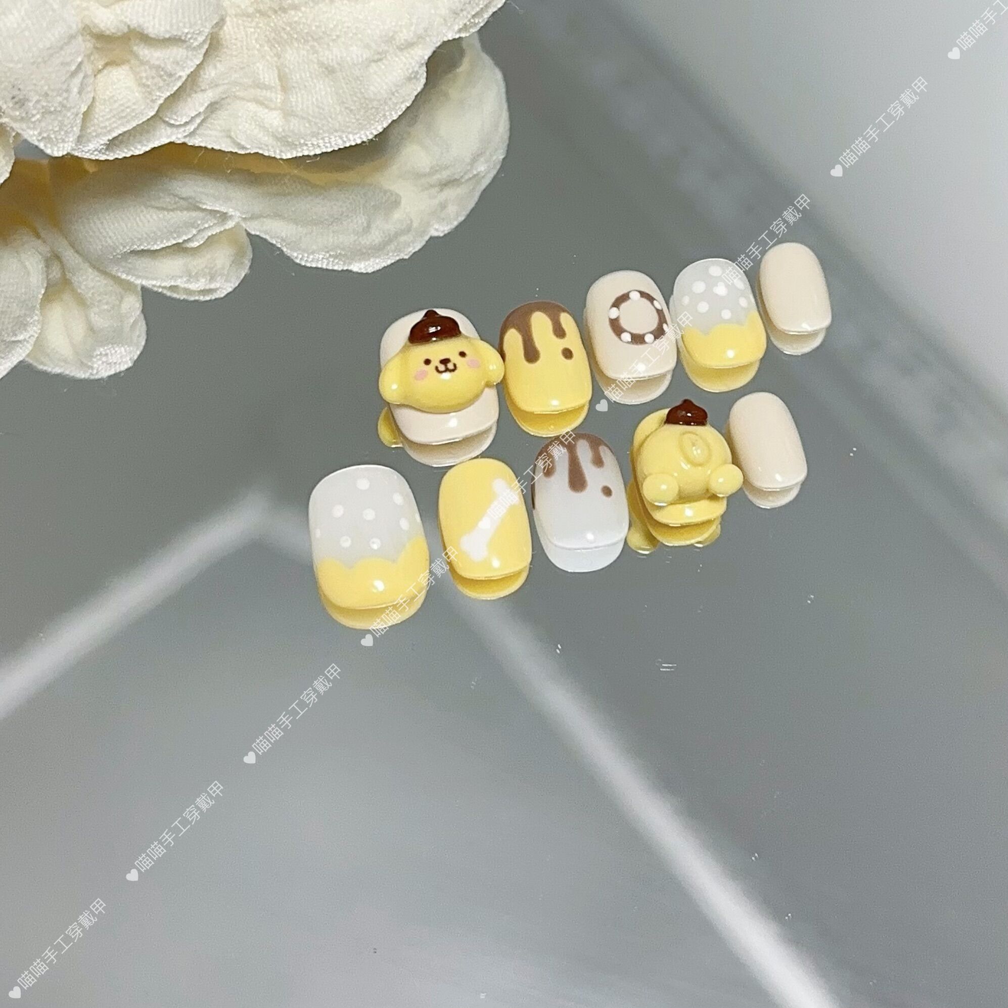穿戴甲布丁狗中长款夏日显白可爱手工三丽鸥短款美甲贴片可拆卸