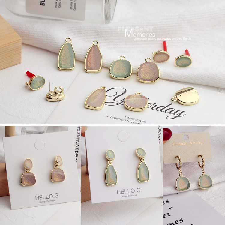 春季新款清新闪粉滴油保色合金配件手工diy耳钉耳环材料自制耳坠,饰品/流行首饰/时尚饰品新,其他DIY饰品配件,淘宝优惠券,粉丝福利购,淘宝优惠卷