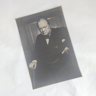 丘吉尔画像 经典摄影作品装饰画 复古牛皮纸 怀旧人物装饰画