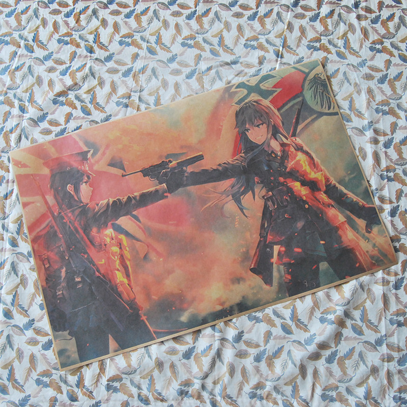 战地1娘化游戏海报装饰墙贴画彩色牛皮纸宣传图翻印白牛皮纸制做