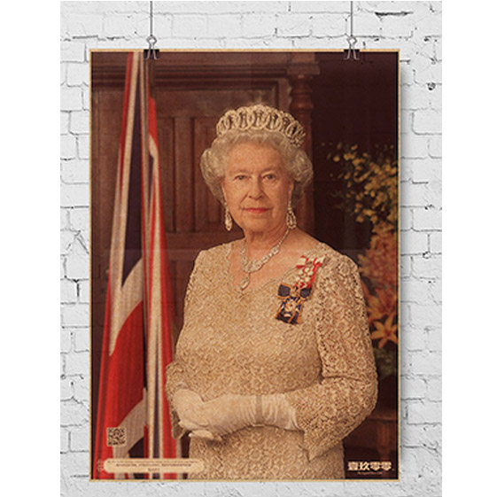 伊丽莎白二世英国女王海报英伦复古怀旧风格酒吧装饰画牛皮纸海报