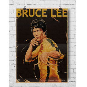 李小龙海报bruce lee功夫海报怀旧装饰画咖啡馆装饰画画芯复古画