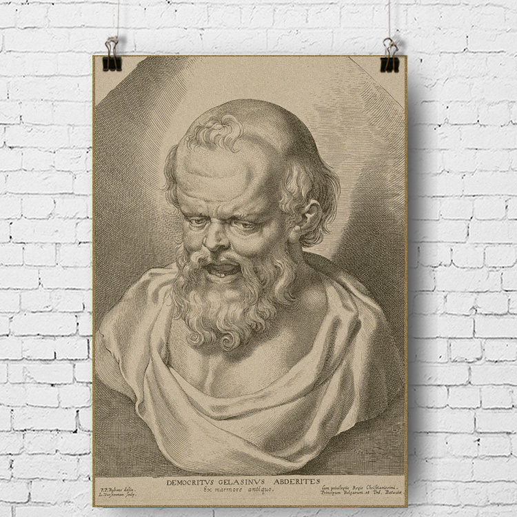历史名人教学挂图 democritus 德谟克利特 古希腊哲学家 复古海报