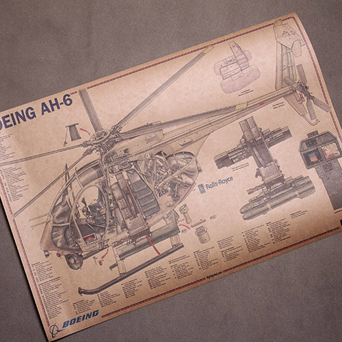 小鸟直升机海报little bird 波音 ah-6剖视图killer egg杀手蛋