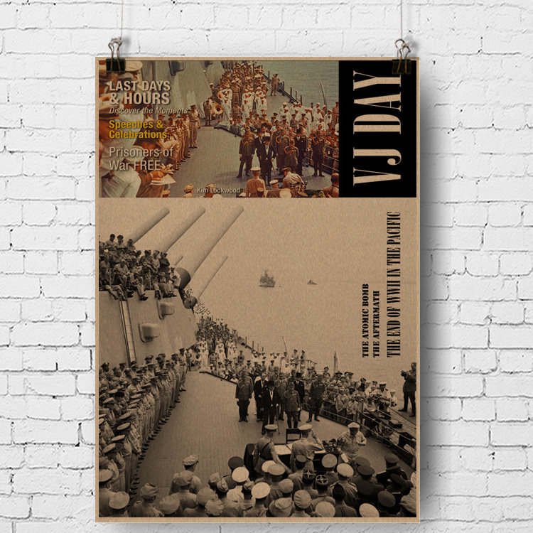 日本投降图画历史老照片海报 密苏里号