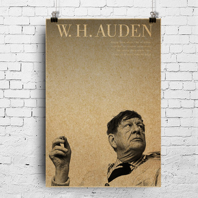 美国诗人 W.H奥登 Wystan Hugh Auden 给拜伦的信 文学人物挂图