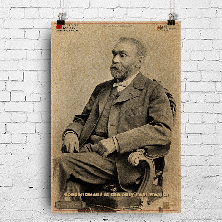 科学家海报 alfred nobel 阿尔弗雷德 诺贝尔 瑞典化学家 肖像画