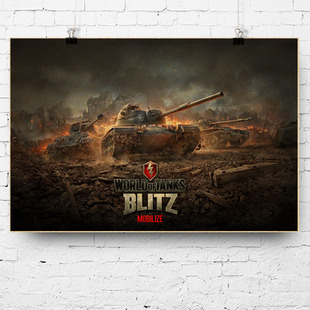 游戏海报 坦克世界 闪电战网游 WOT Blitz 复古宣传画 网吧装饰