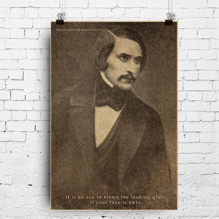果戈里海报俄国文学大师文学家肖像画死魂灵钦差大臣宿舍教室装饰
