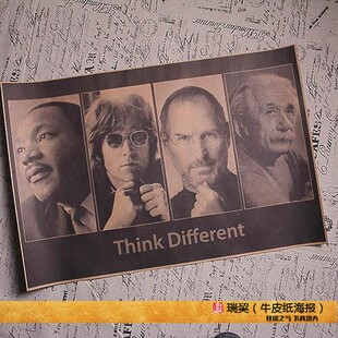 复古海报约翰列侬乔布斯马丁路德金爱因斯坦SteveJobs宿舍酒吧画