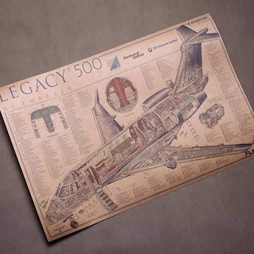 莱格赛飞机海报legacy 500 巴西航空公务机剖视图 私人飞机介绍图