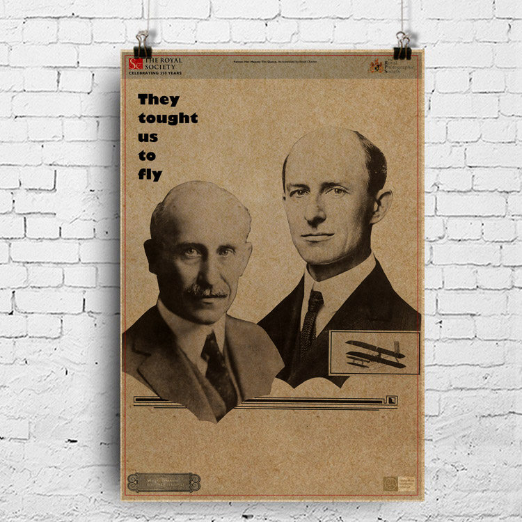 科学家挂图 莱特兄弟 wright brothers 美国发明家飞机制造着挂图