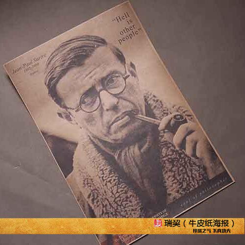 萨特海报哲学家sartre 存在与虚无作者海报存在主义哲学大师挂图