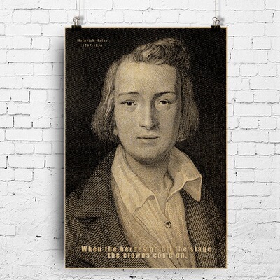 海因里希海涅文学家挂图海报