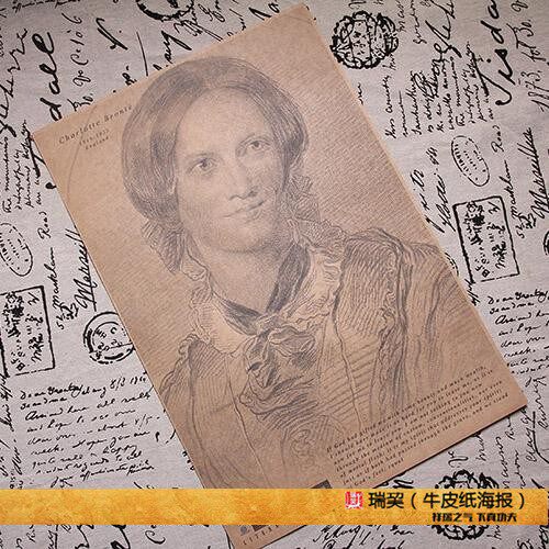 夏洛蒂勃朗特 画像bronte简爱作者肖像 欧洲文学家 教室海报