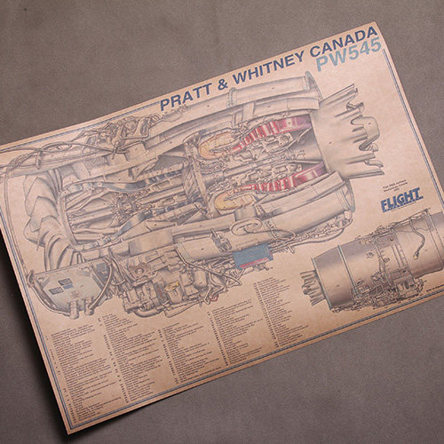 普惠发动机公司Pratt&Whitney 黄蜂发动机图纸PW545 加拿大剖视图
