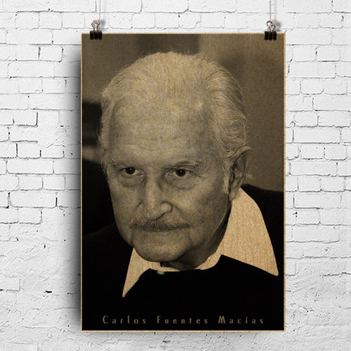 墨西哥作家 卡洛斯·富恩特斯 海报 换皮 Carlos Fuentes 复古画