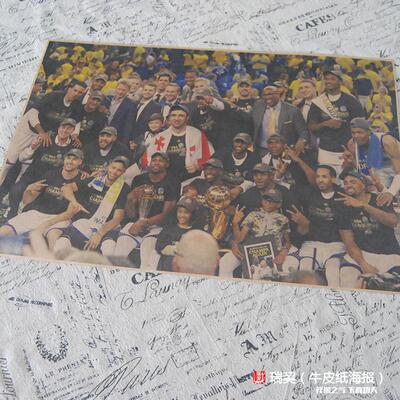2017NBA总决赛冠勇士合影海报 杜兰特 库里Stephen Curry牛皮纸定