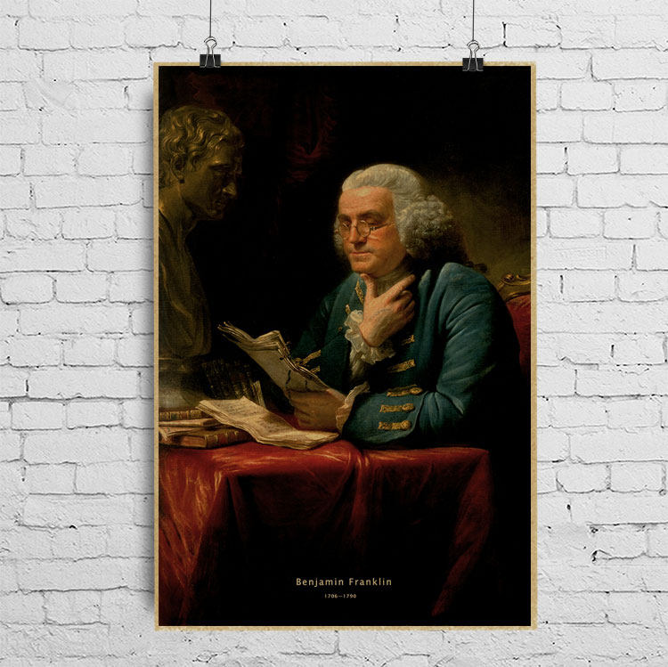 富兰克林海报benjamin franklin科学家发明家装饰画教学挂画
