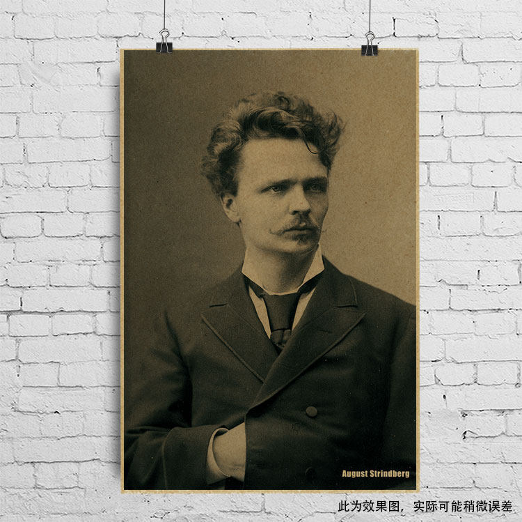 奥古斯特·斯特林堡瑞典作家august strindberg牛皮纸复古海报