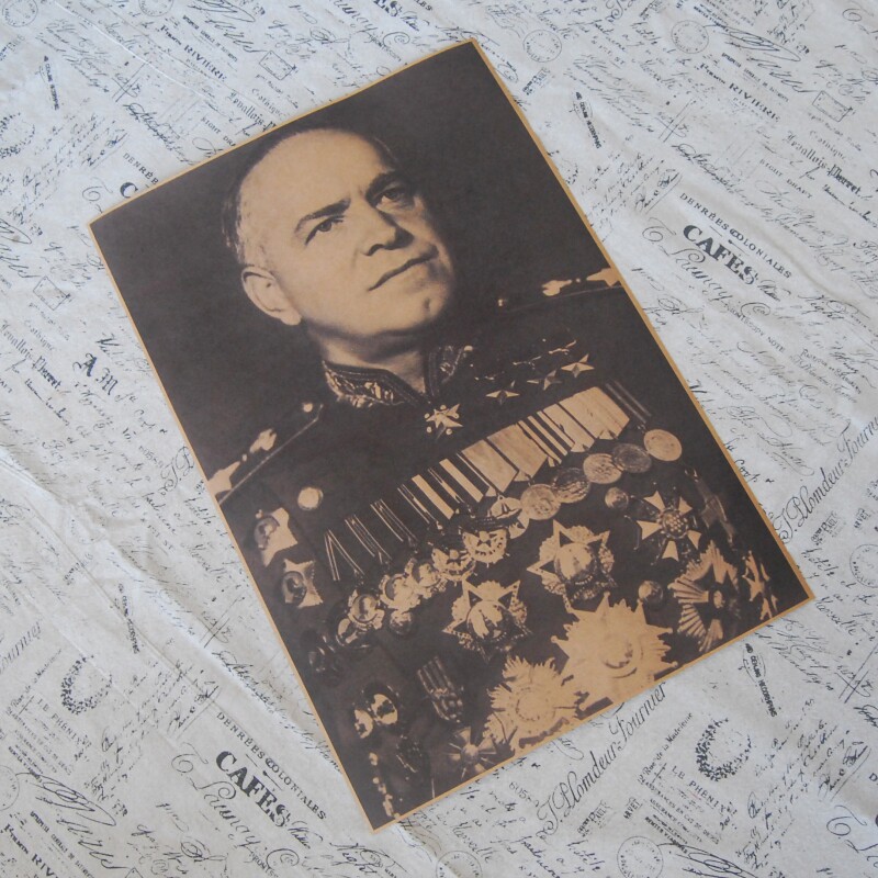 二战名将海报 苏联元帅朱可夫画像挂画挂图牛皮纸复古定制