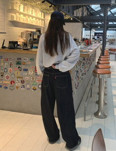 wide selvedge olssen 直筒 牛仔裤 宽松 韩国代购