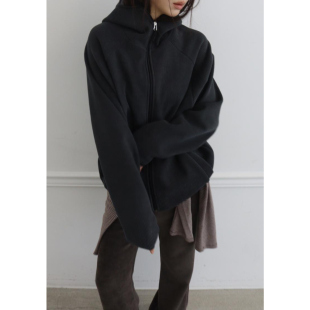 hooded waffle 华夫格 薄绒 拉链卫衣 韩国代购 连帽 olssen