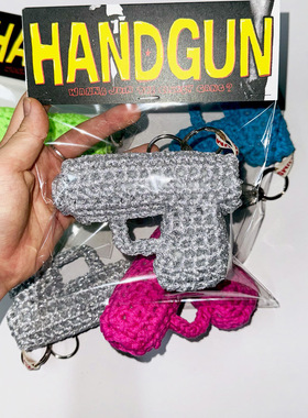 韩国代购 clumsycake HANDGUN 手工编织 手枪 钥匙扣/包挂件