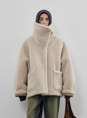 韩国代购 own feature colour cloud shearling 高领羊羔绒外套