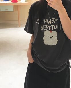 韩国代购 somewherebutter Butteree over-fit 卡通字母 T恤