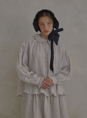 韩国代购 JAMMER Mathilde frill blouse 水洗亚麻衬衫